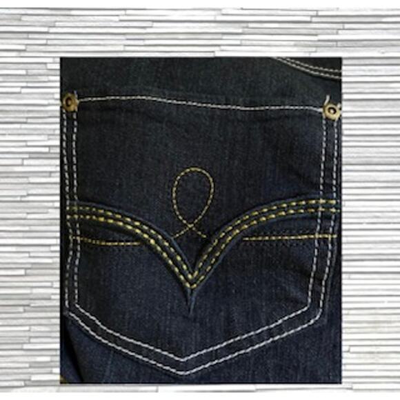Five Pocket Dark Blue Denim Jeans White Stitching Size 22 - Picture 3 of 3